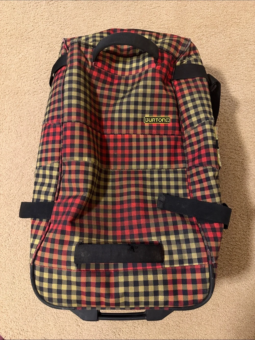 Retro Burton Red, Yellow, Black Plaid Travel Duffel